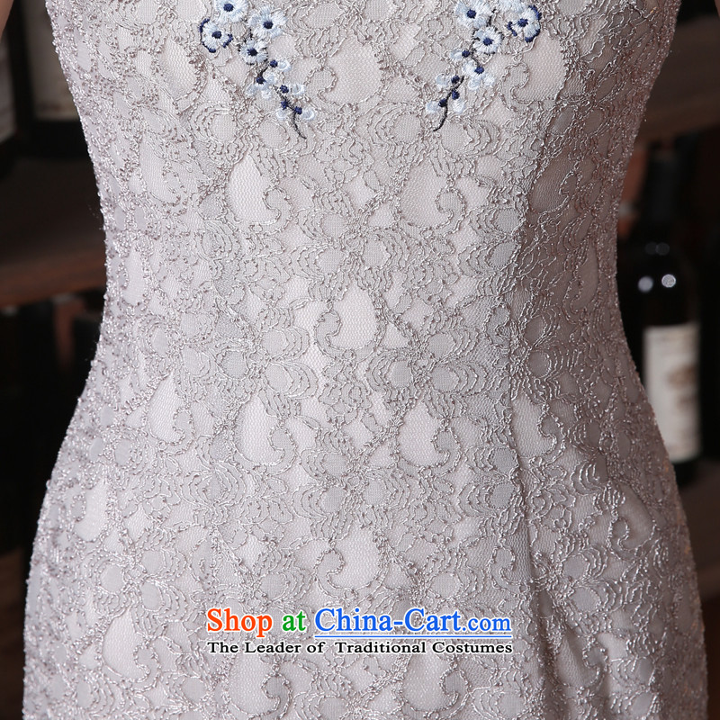 [Sau Kwun Tong] Priority Club Summer wind 2015 new lace petals for improved qipao antique dresses gray M-soo Kwun Tong shopping on the Internet has been pressed.