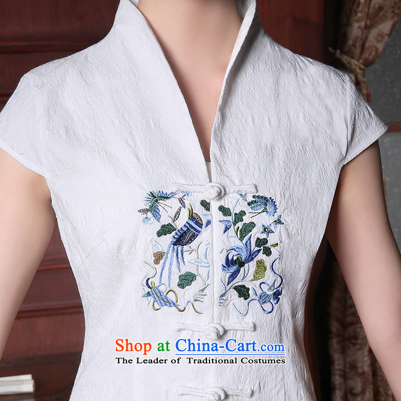 [Sau Kwun Tong] So Ying Summer 2015 Ms. New Tang Dynasty Chinese improved embroidery Tang dynasty blouses White XL, Sau Kwun Tong shopping on the Internet has been pressed.