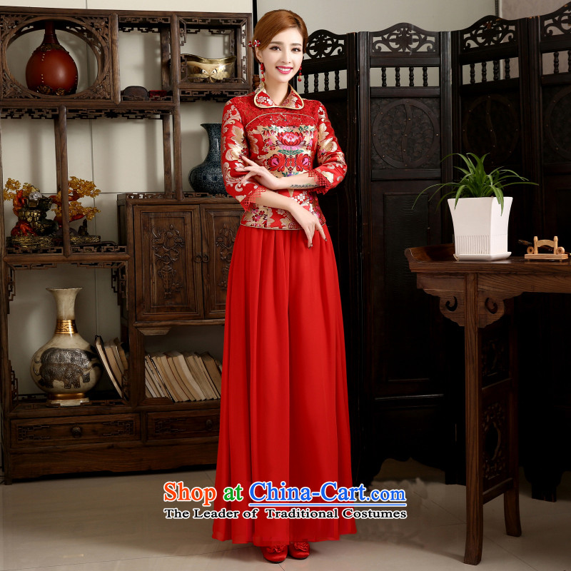The first white into about 2015 new improvements qipao autumn and winter, Bridal Fashion long-sleeved red Chinese qipao bows service long red , white first qipao into about shopping on the Internet has been pressed.