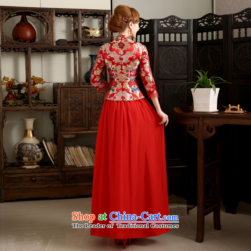 The first white into about 2015 new improvements qipao autumn and winter, Bridal Fashion long-sleeved red Chinese qipao bows service long red , white first qipao into about shopping on the Internet has been pressed.