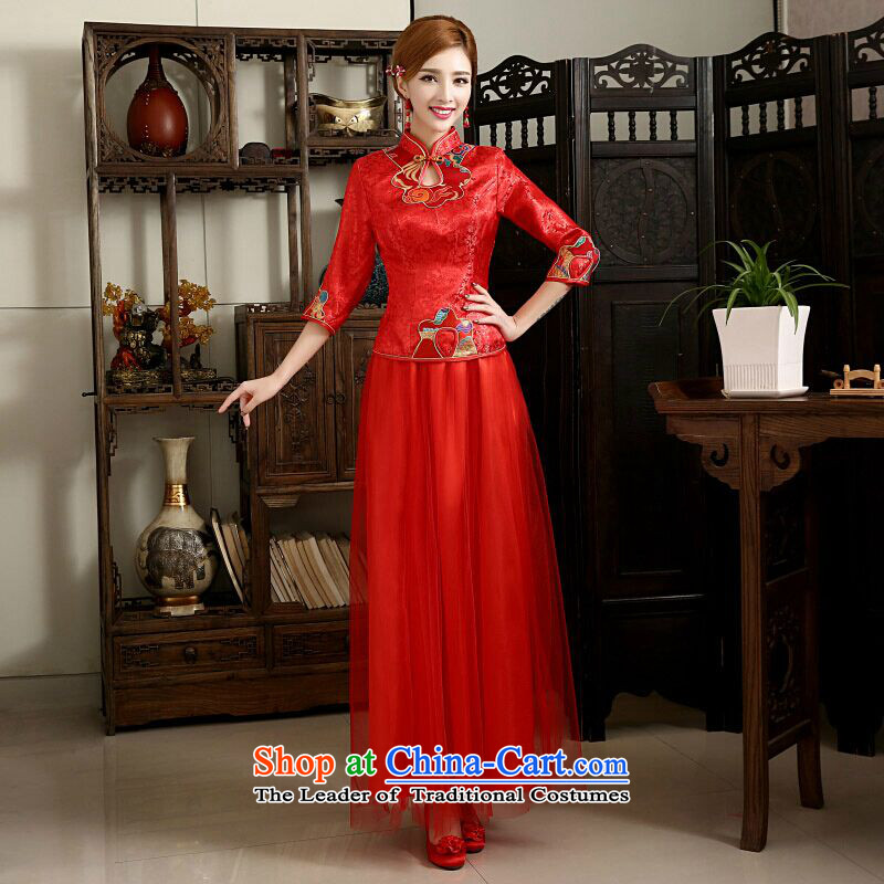 The first white into about Chinese style wedding dresses bride bows services marriage spring long new red women 2015 cheongsam dress Mr Ronald L, white first into about shopping on the Internet has been pressed.