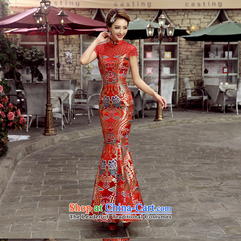 The first white into about 2015 New Chinese Antique red bows to the bride of Sau San sexy qipao gown dragon robe crowsfoot long) , L, white first into about shopping on the Internet has been pressed.