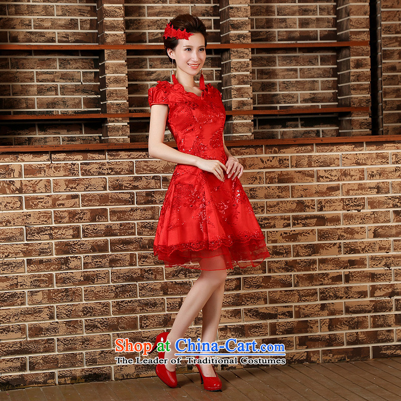 The bride bows to marry the spring of qipao short long-sleeved wedding dresses dresses 2015 New Red S, to sound (dayinni ni) , , , shopping on the Internet