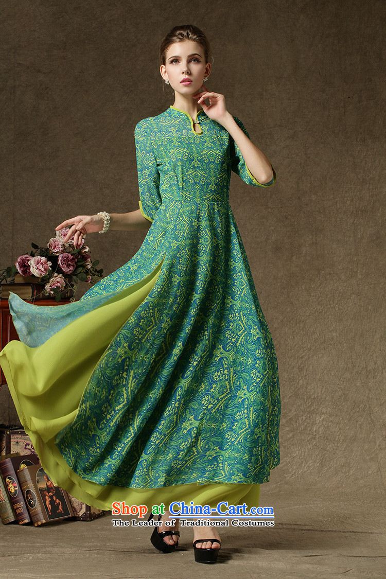  The spring and summer of 2015, Ming Fung new improved cheongsam, Penthouse Multi Chip petticoats chiffon dresses female green leave two kits XL Photo, prices, brand platters! The elections are supplied in the national character of distribution, so action, buy now enjoy more preferential! As soon as possible.
