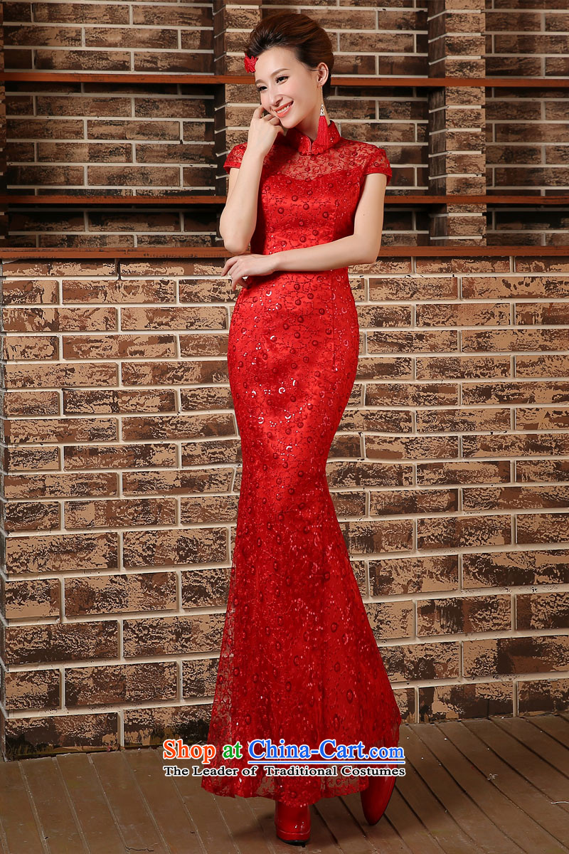 Crowsfoot Mock-neck cheongsam red bows to Chinese marriages yarn long Sau San evening dress short-sleeved blouses and red XL Photo, prices, brand platters! The elections are supplied in the national character of distribution, so action, buy now enjoy more preferential! As soon as possible.