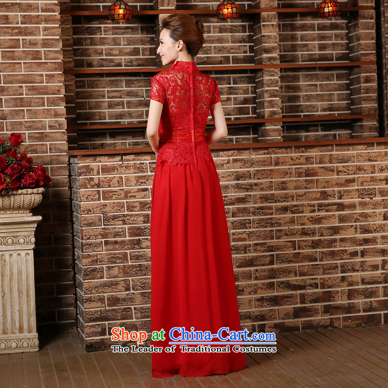 2015 new bride red short-sleeved clothing bows short-sleeved stylish long marriage cheongsam dress Sau San spring and summer red XL, to sound (dayinni ni) , , , shopping on the Internet