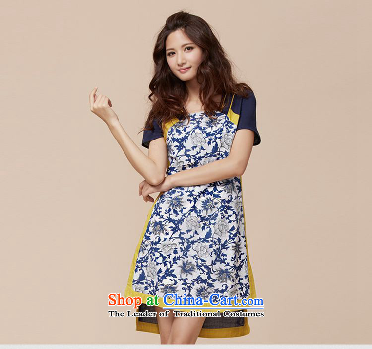 The 2015 summer to new original cotton linen Liberal Women's large ethnic antique porcelain improved daily cheongsam dress blue S picture, prices, brand platters! The elections are supplied in the national character of distribution, so action, buy now enjoy more preferential! As soon as possible.