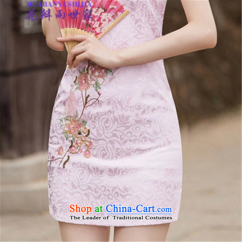Saga 2015 summer rain petals stylish improved cheongsam dress 518-1122-55 white petals S China rain shopping on the Internet has been pressed into
