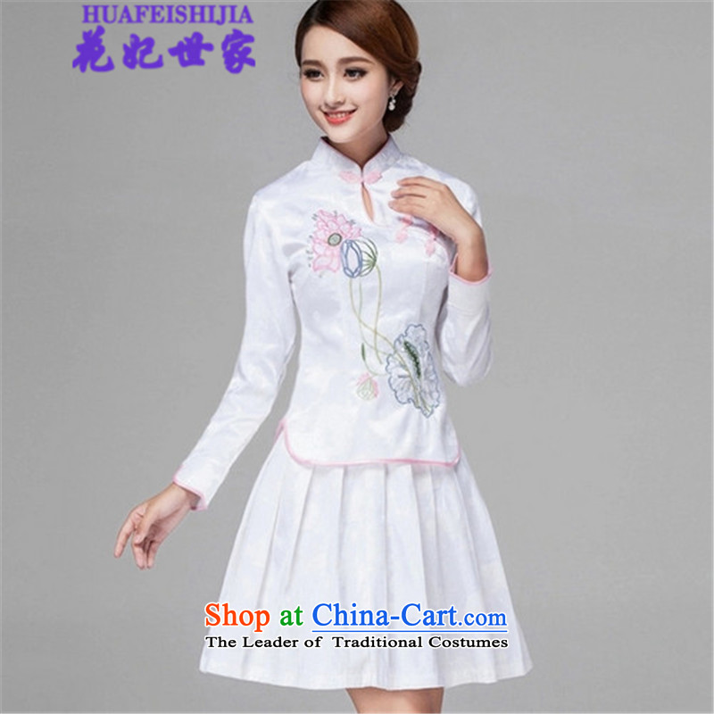 Spend the  summer of 2015, Saga Furs of Princess retro style qipao long-sleeved two Kit Wah 518-1121-60 white flowers, Saga Furs of HUA FEI FEI SHI JIA) , , , shopping on the Internet