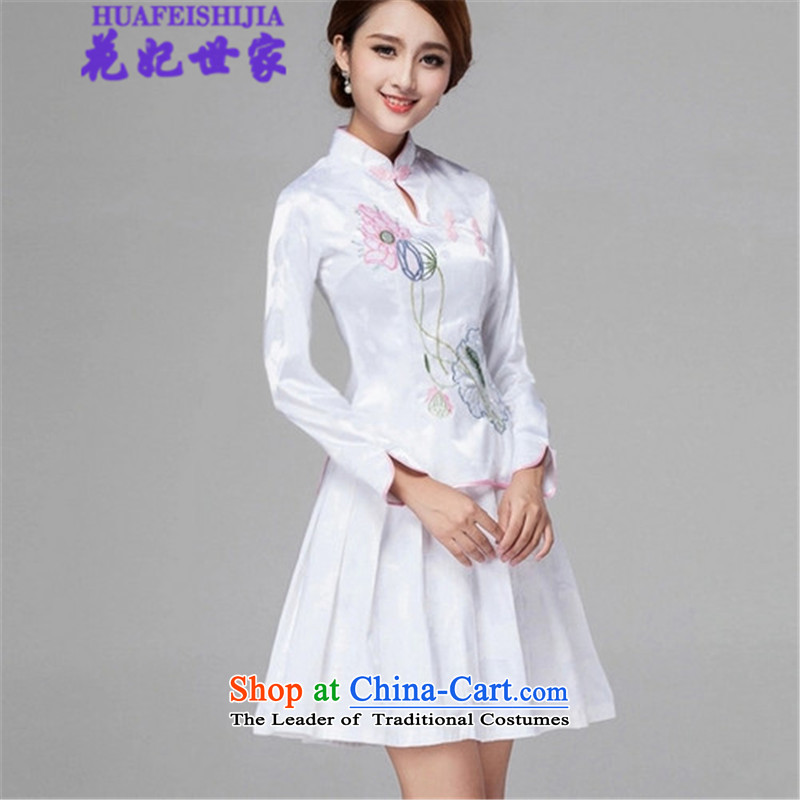 Spend the  summer of 2015, Saga Furs of Princess retro style qipao long-sleeved two Kit Wah 518-1121-60 white flowers, Saga Furs of HUA FEI FEI SHI JIA) , , , shopping on the Internet