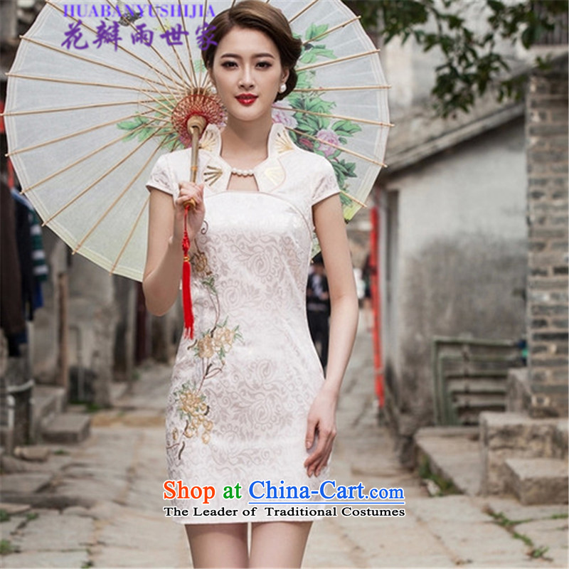 Saga  2015 summer rain petals stylish improved cheongsam dress 518-1122-55 Wah pink flower petals rain family , , , M shopping on the Internet