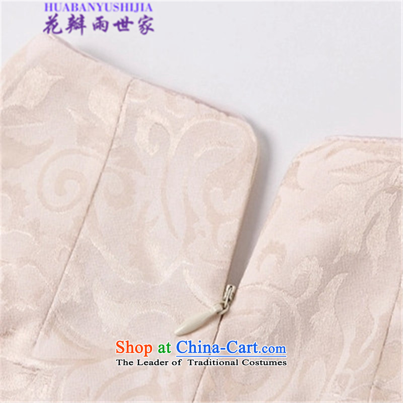 Saga  2015 summer rain petals stylish improved cheongsam dress 518-1122-55 Wah pink flower petals rain family , , , M shopping on the Internet