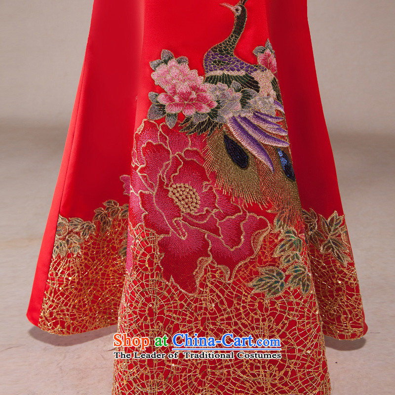 Wedding dress long drink red qipao Sau San Wipe Services Chest Sau San package and wedding banquet dress spring bride red S Ho full Chamber , , , shopping on the Internet