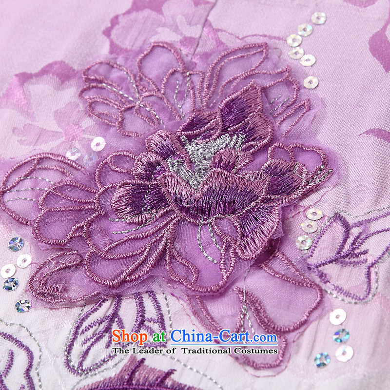 Matami Summer 2015 Hon Audrey Eu new retro embroidery short of cheongsam dress violet S MATAMI Ting (GARMENT shopping on the Internet has been pressed.