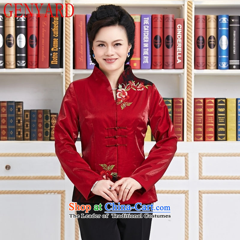 Ms. Tang dynasty GENYARD spring and autumn installed China wind long-sleeved blouses and stylish modern TANG Sau San women's clothing red XXXL,GENYARD,,, annual shopping on the Internet