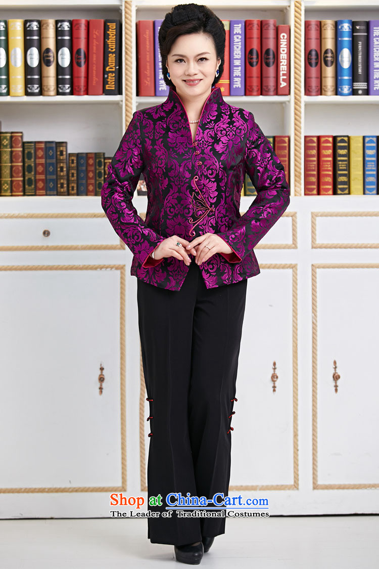 Ms. GENYARD Tang dynasty long-sleeved shirt, temperament mother who decorated older spring and autumn jacket coat purple purple XXXL picture, prices, brand platters! The elections are supplied in the national character of distribution, so action, buy now enjoy more preferential! As soon as possible.
