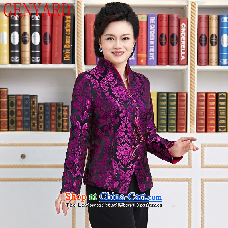 Ms. GENYARD Tang dynasty long-sleeved shirt, temperament mother who decorated older spring and autumn jacket coat purple XXXL,GENYARD,,, Purple Shopping on the Internet