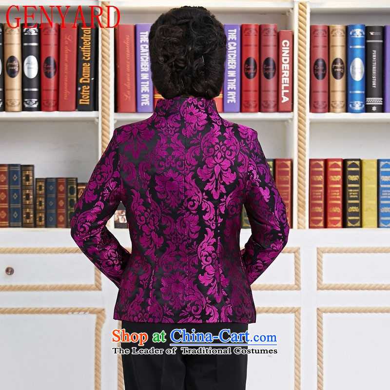 Ms. GENYARD Tang dynasty long-sleeved shirt, temperament mother who decorated older spring and autumn jacket coat purple XXXL,GENYARD,,, Purple Shopping on the Internet