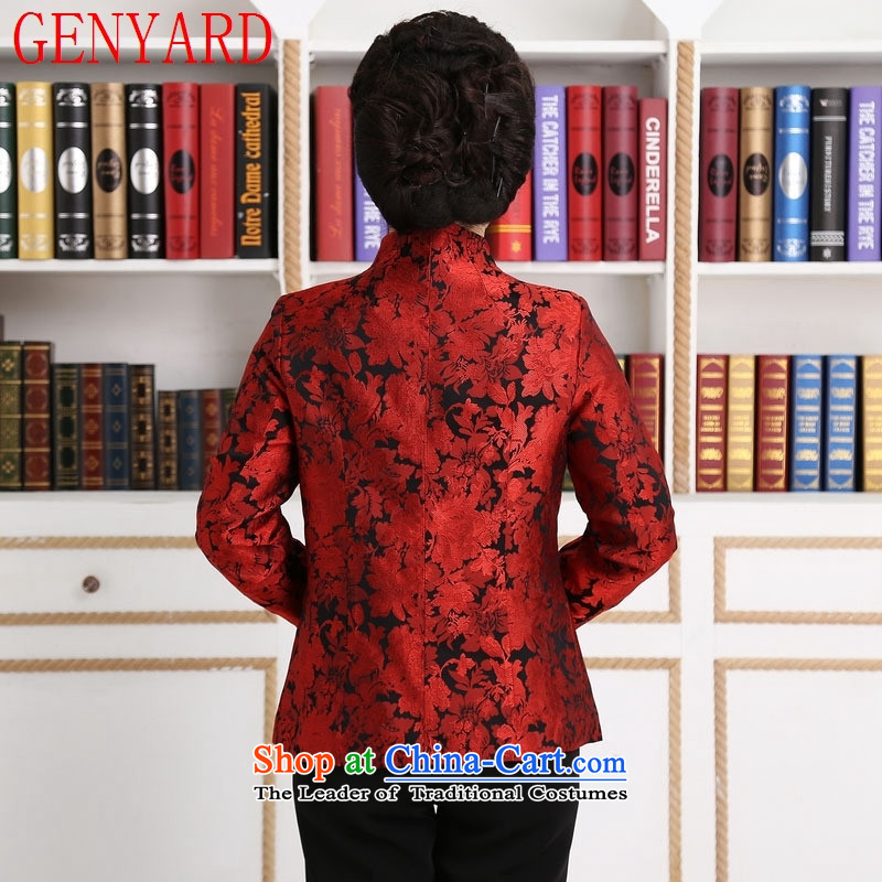 Deloitte Touche Tohmatsu trade shop embroidered short, long-sleeved T-shirt female autumn and winter Chinese collar Tang Jacket coat cardigan red L,GENYARD,,, shopping on the Internet
