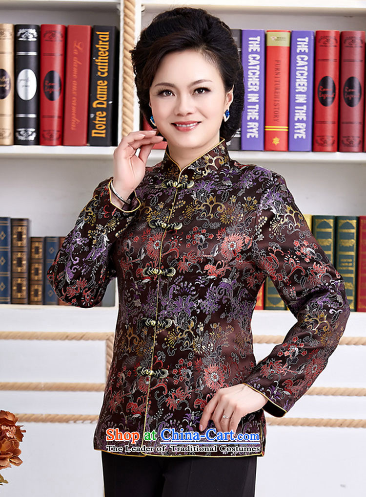 Deloitte Touche Tohmatsu New Shop trade of ethnic Chinese, improvement in the spring and autumn Tang Dynasty Older long-sleeved blouses mother Lady's brown XL Photo, prices, brand platters! The elections are supplied in the national character of distribution, so action, buy now enjoy more preferential! As soon as possible.