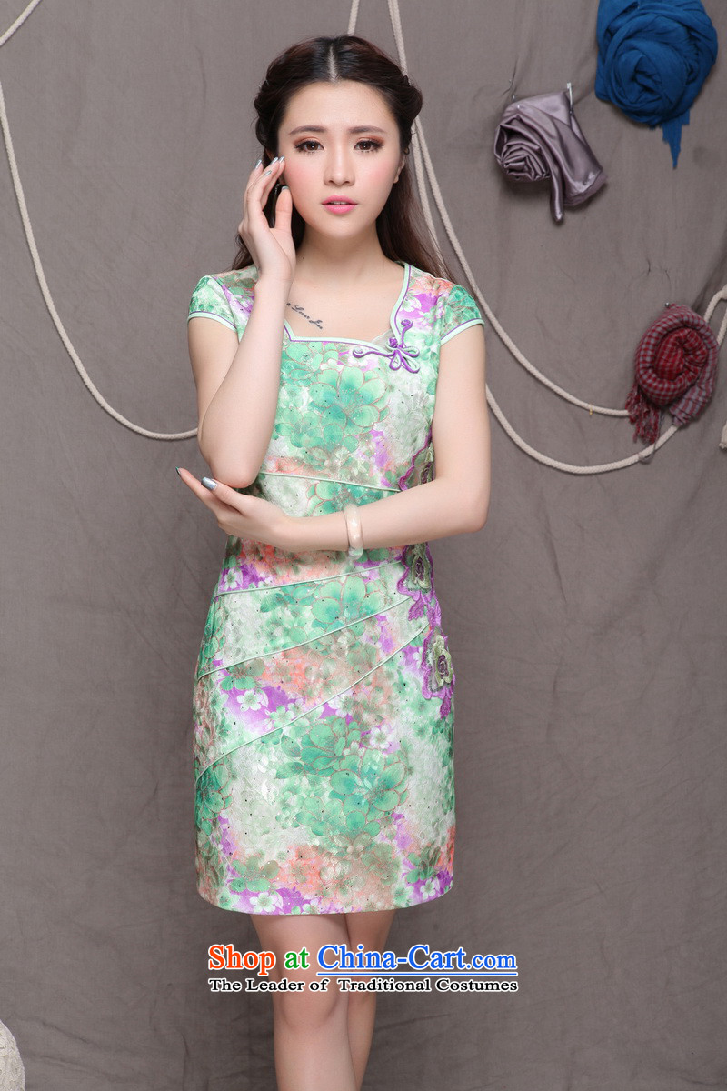 Macharm Fen  9905# China wind stylish ethnic refined elegance improved cheongsam dress blue L picture, prices, brand platters! The elections are supplied in the national character of distribution, so action, buy now enjoy more preferential! As soon as possible.
