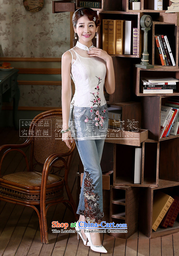 Morning new qipao Land summer short of improvement and Stylish retro CHINESE CHEONGSAM short-sleeved T-shirt OSCE root yarn embroidery White XL Photo, prices, brand platters! The elections are supplied in the national character of distribution, so action, buy now enjoy more preferential! As soon as possible.