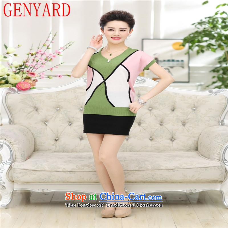 In the number of older women's GENYARD2015 new women's Knitwear large stylish middle-aged moms with a short-sleeved T-shirt lake blue 125,GENYARD,,, shopping on the Internet