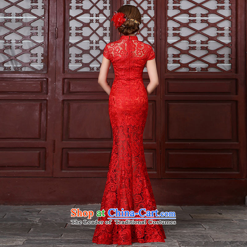 Millennium bride 2015 Spring/Summer New Stylish retro lace married crowsfoot qipao gown Q3011 toasting champagne bridal petticoats engraving) S, millennium bride shopping on the Internet has been pressed.