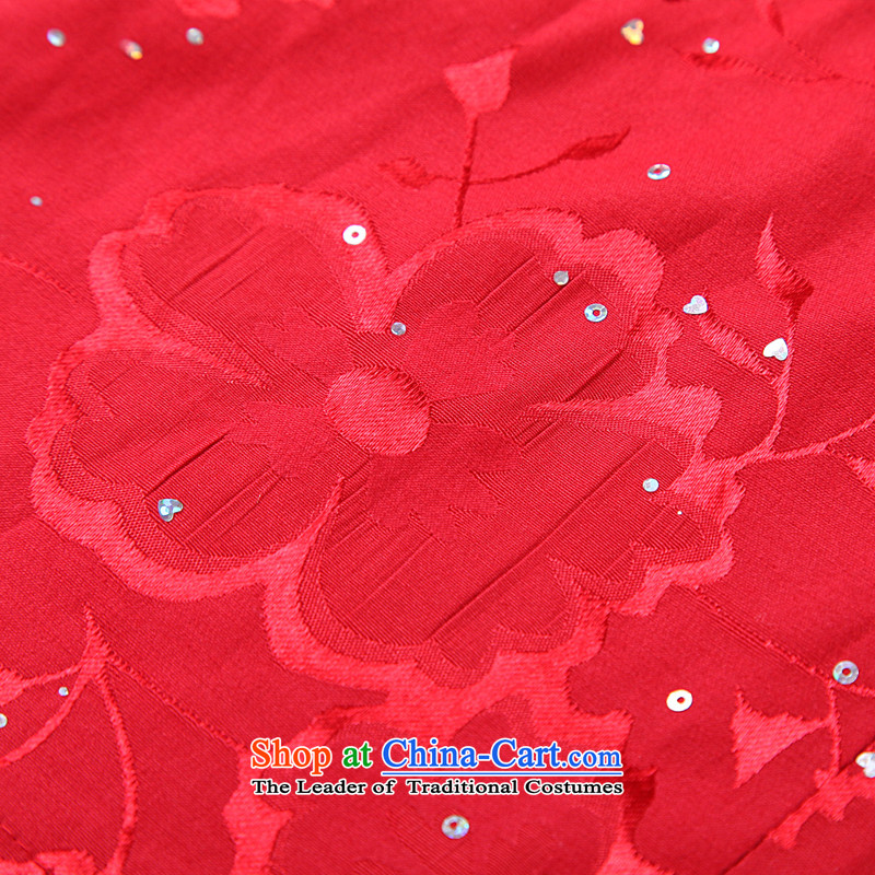 Sisi Xinyu high-end wedding dress red retro flower embroidery cheongsam bride short of Qipao X21296 improved red S Sisi Heart (sisixinyu) , , , shopping on the Internet
