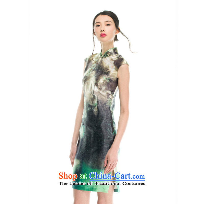 Wooden spring and summer of 2015 really new herbs extract romantic arts painting short qipao 21907 15 light green wooden really a , , , XXXL, shopping on the Internet