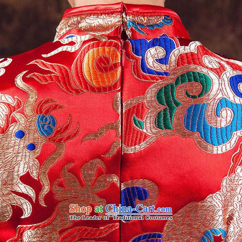 2015 Spring/Summer short of qipao new improved gold cheongsam Chinese dragon robe dresses bows services will love, wedding red XL, China in accordance with , , , shopping on the Internet