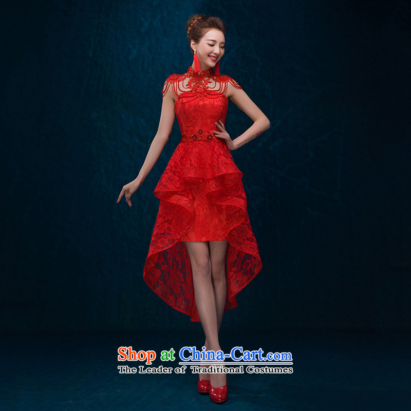 The Chinese in 2015 Love marriages short, bows to Mr Ronald stylish red lace dresses new cheongsam wedding dresses female former short long after wiping the chest with a Shoulder L, love, China Link to , , , shopping on the Internet