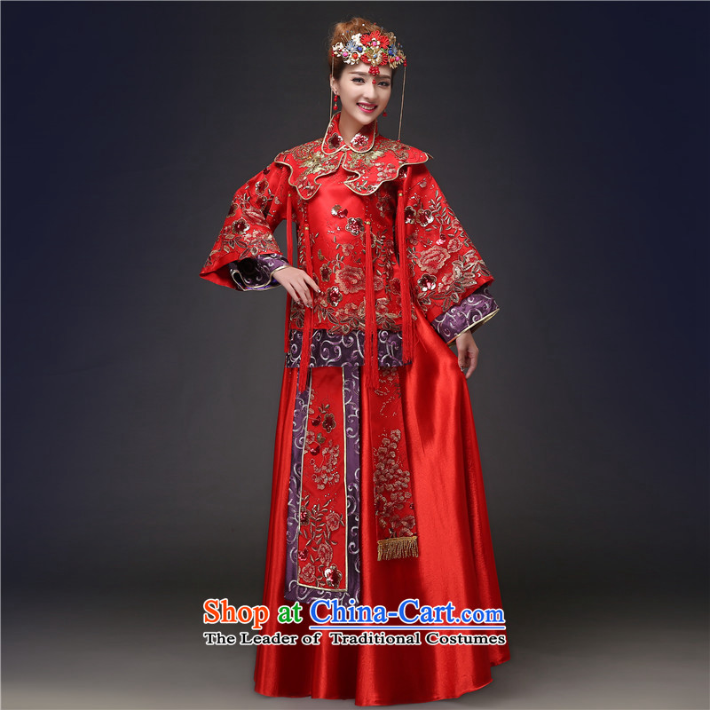 Sau Wo Service Bridal Chinese wedding dress red bows wedding dress retro qipao 2015 autumn and winter new kimono dragon pregnant women use su larger winter clothes cotton plus + head-dress , in accordance with the China XXL, Love , , , shopping on the Int
