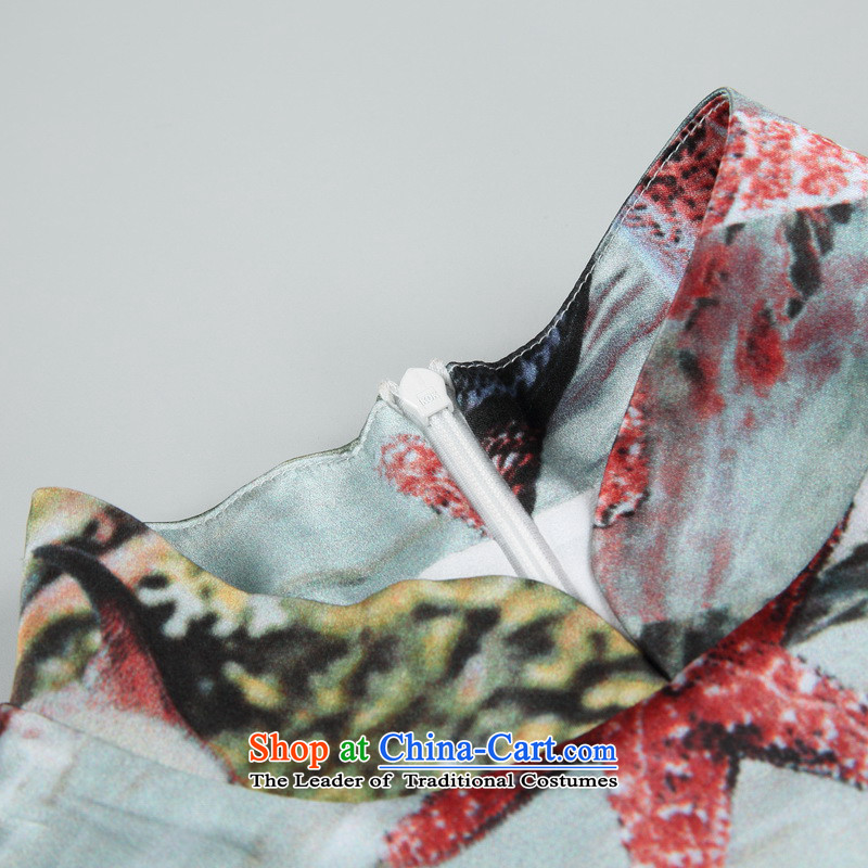 New retro caynova2015 China wind qipao summer 3D printing and dyeing shells bird pattern color photo of Sau San video thin m,caynova,,, shopping on the Internet