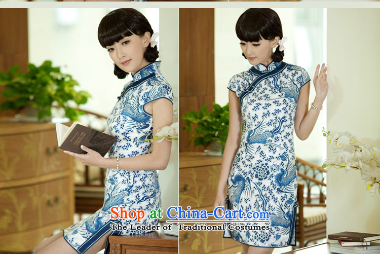 Cheong Wa gradually porcelain qipao 2015 Summer new improved Stylish retro cheongsam dress suit L picture, prices, brand platters! The elections are supplied in the national character of distribution, so action, buy now enjoy more preferential! As soon as possible.