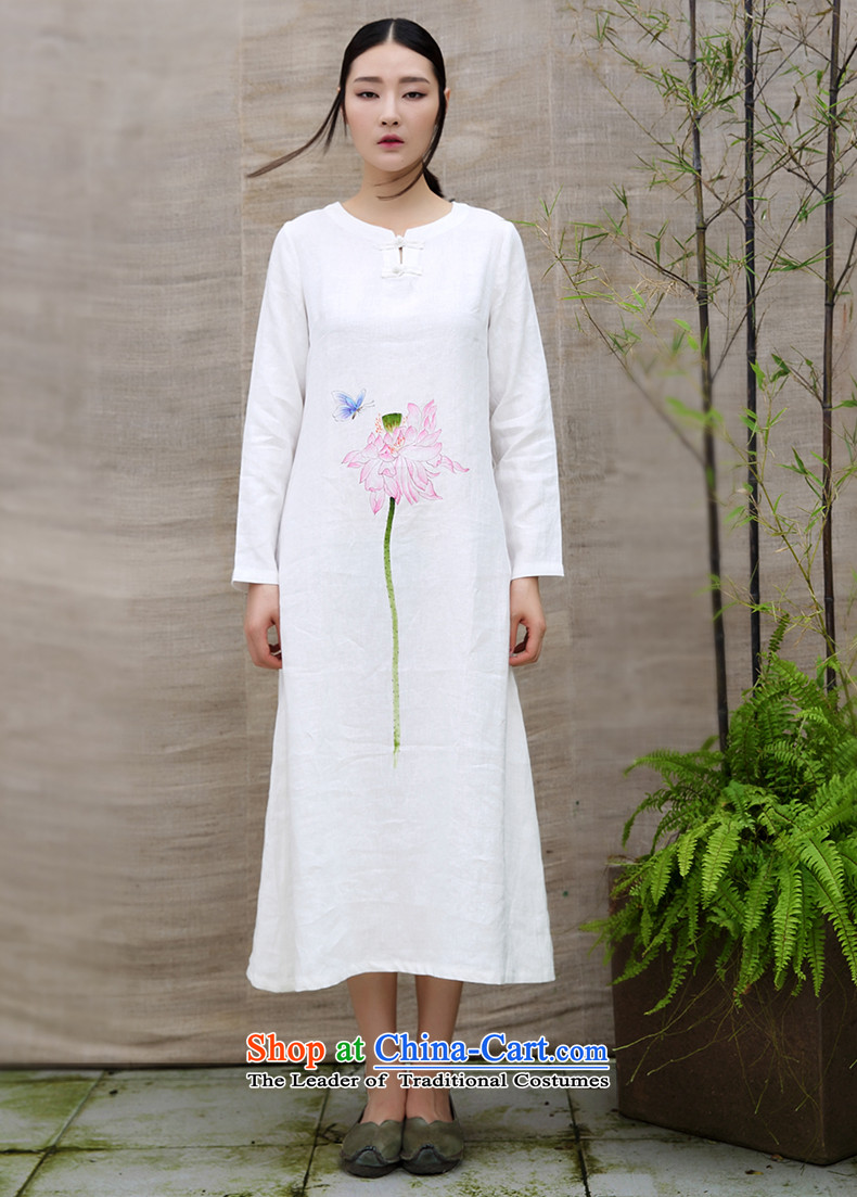 Ink cotton linen dresses improved Tang dynasty of ethnic Chinese Han-long hand painted art tea Linen White XXL pictures, Cheongsams price, brand platters! The elections are supplied in the national character of distribution, so action, buy now enjoy more preferential! As soon as possible.