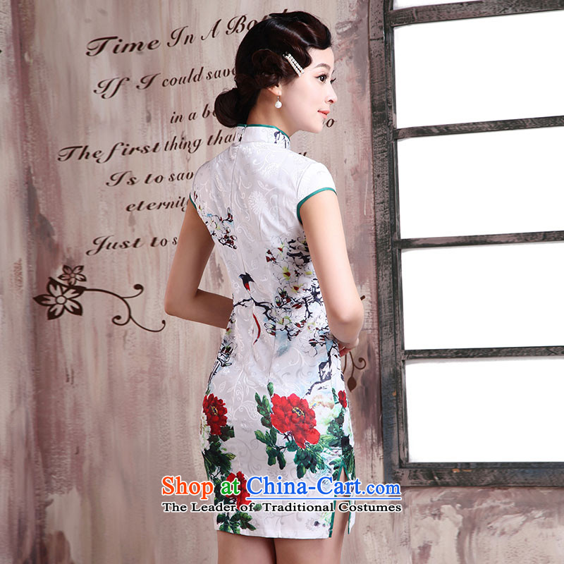 Millennium bride in spring and summer 2015 qipao gown trendy new improved retro-to-day short of qipao skirt Sau San female dresses X2025 wooden weaving XL, millennium bride shopping on the Internet has been pressed.