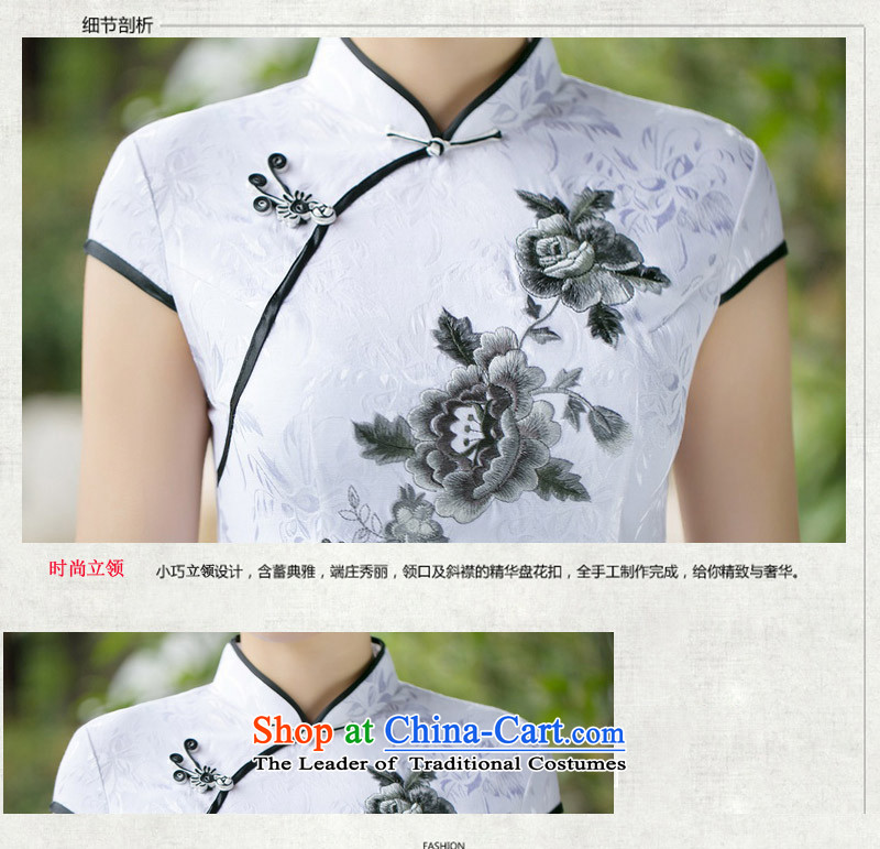The spring and summer of 2015 New DEPTHDES stylish boutique embroidered classical paintings in the ordinary course of embroidery peony flowers improved cheongsam dress female white M picture, prices, brand platters! The elections are supplied in the national character of distribution, so action, buy now enjoy more preferential! As soon as possible.