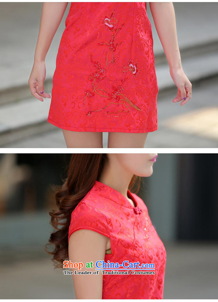 2015 Summer New Stylish retro dresses qipao sleeveless national women's service of short skirt 1604 Red XL Photo, prices, brand platters! The elections are supplied in the national character of distribution, so action, buy now enjoy more preferential! As soon as possible.