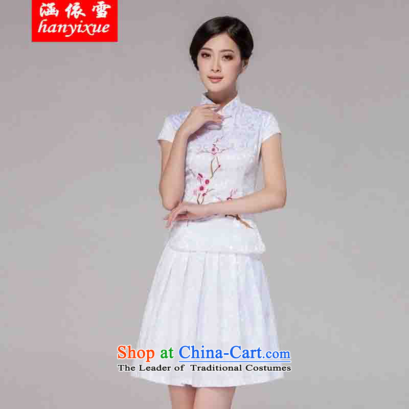 In accordance with the snow covered by the spring and summer of 2015, Tang dynasty new women's improved daily cheongsam dress retro look stylish two kit pink XXL, covered by snow in accordance with , , , shopping on the Internet