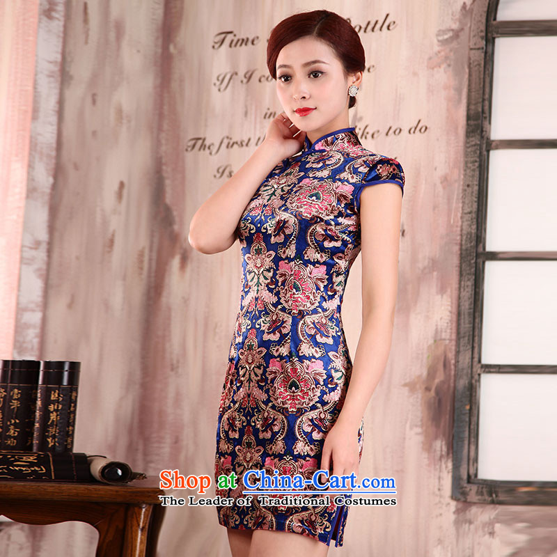  The spring of the new millennium the bride 2015 new summer retro skirt Fashion, elderly mother improved load short of Qipao X5073 daily system flowers ink , millennium bride shopping on the Internet has been pressed.