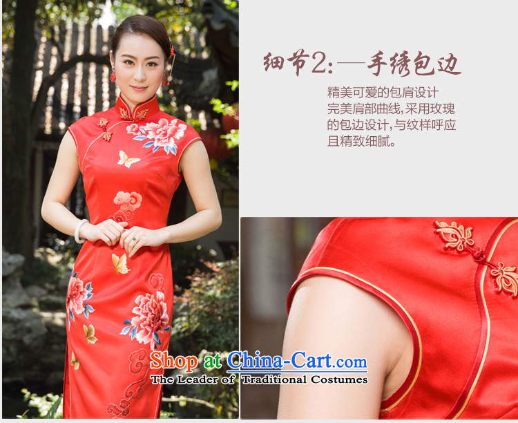 The Wu female red 2015 Summer Ms. new red silk cheongsam dress retro long marriage bows dress handicraft embroidery Xiangyun Mudan M picture, prices, brand platters! The elections are supplied in the national character of distribution, so action, buy now enjoy more preferential! As soon as possible.