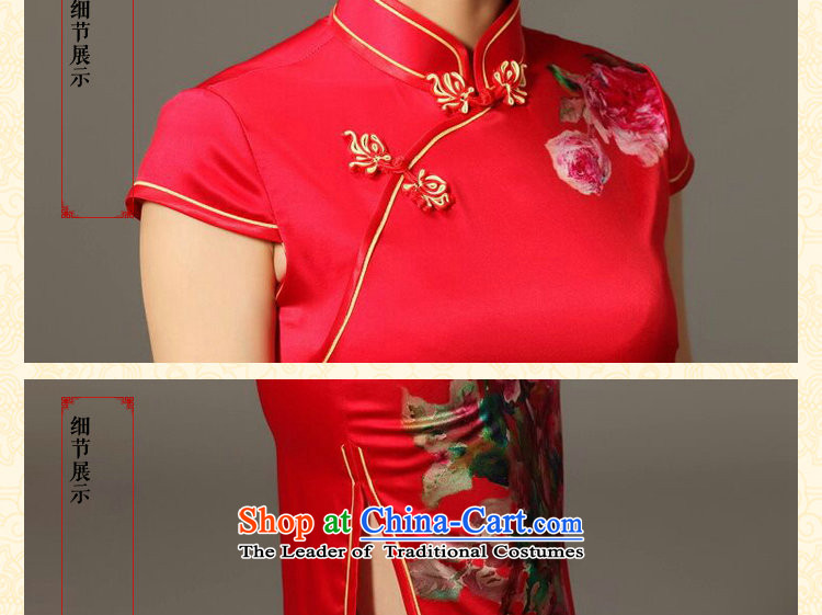 Figure for summer flowers New President Dos Santos Silk Cheongsam digital inkjet stretch back door bows service Elegant Silk Cheongsam 3XL color image as shown in figure, prices, brand platters! The elections are supplied in the national character of distribution, so action, buy now enjoy more preferential! As soon as possible.