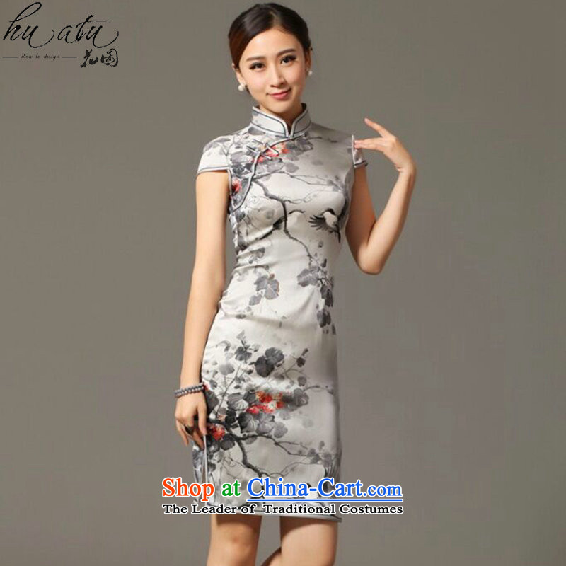 Figure for summer flowers new women's dresses Silk Cheongsam retro classy magpies bad herbs extract qipao figure color mosaic.... 2XL, shopping on the Internet