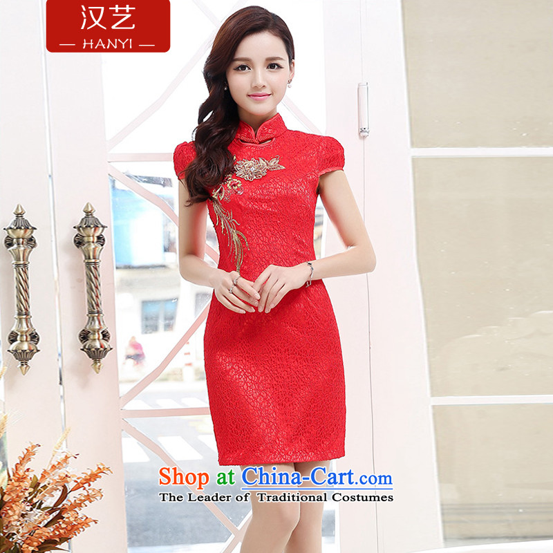 Hon Ronald bride load arts 2015 large embroidery lace large red dress cheongsam dress back door marriage with a drink red , L, Han arts services , , , shopping on the Internet