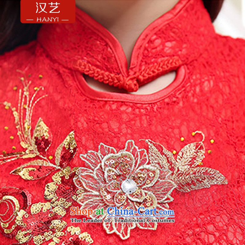 Hon Ronald bride load arts 2015 large embroidery lace large red dress cheongsam dress back door marriage with a drink red , L, Han arts services , , , shopping on the Internet