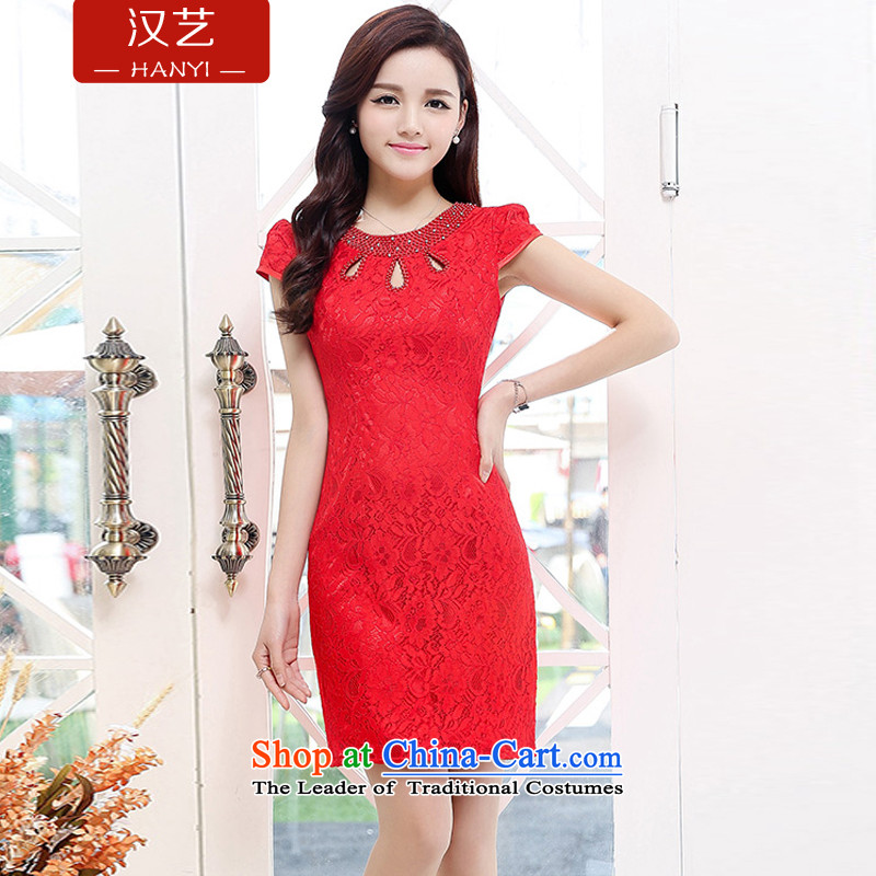The Seoul Arts bows services qipao bride 2015 Summer Chinese wedding dress retro Sau San package and back door onto qipao gown female red XXL, Han-yi , , , shopping on the Internet