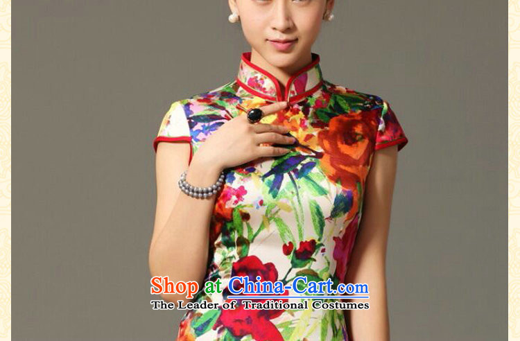 Figure for summer flowers Ms. new heavyweight Silk Cheongsam improved retro elegant collar herbs extract cheongsam dress 3XL figure color pictures, prices, brand platters! The elections are supplied in the national character of distribution, so action, buy now enjoy more preferential! As soon as possible.