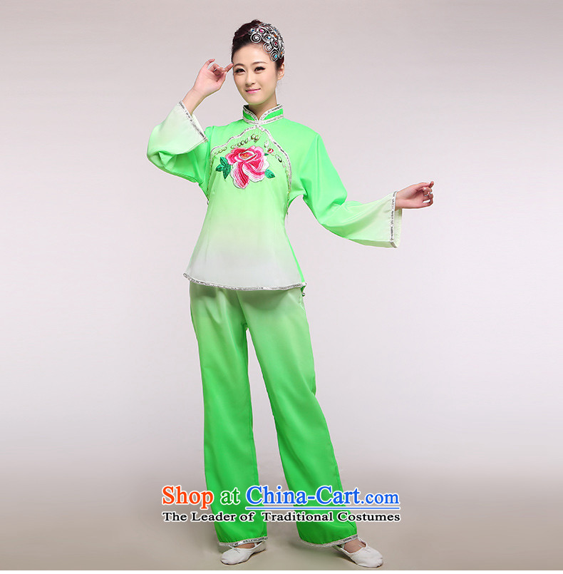 The national costumes female stage yangko replacing dance wearing square dance by performing clothing Fan Dance lime green pendants XL Photo, prices, brand platters! The elections are supplied in the national character of distribution, so action, buy now enjoy more preferential! As soon as possible.