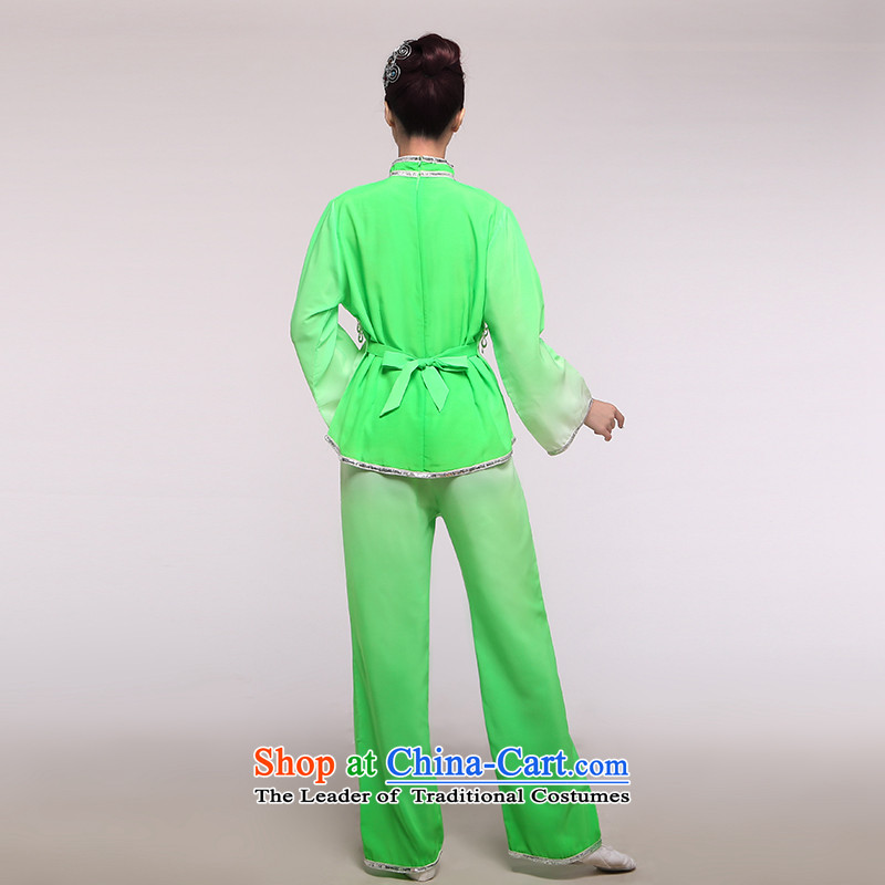 The national costumes female stage yangko replacing dance wearing square dance by performing clothing Fan Dance lime green pendants XL, America is in the , , , shopping on the Internet